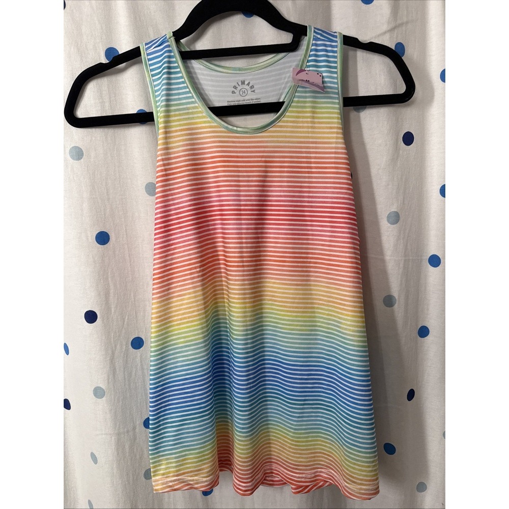 NWT Primary Stay Cool Athletic Tank, Size 14, Rainbow, UPF 50+ Racerback